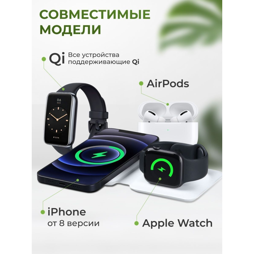 Магнитная беспроводная зарядка 15W для iPhone 12/13 и iWatch for Magsafing DUO Charing dock