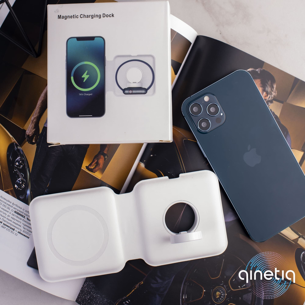 Магнитная беспроводная зарядка 15W для iPhone 12/13 и iWatch for Magsafing DUO Charing dock