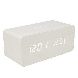 Беспроводная зарядка с LED-Часами Wood-clock QINETIQ 1000 10W