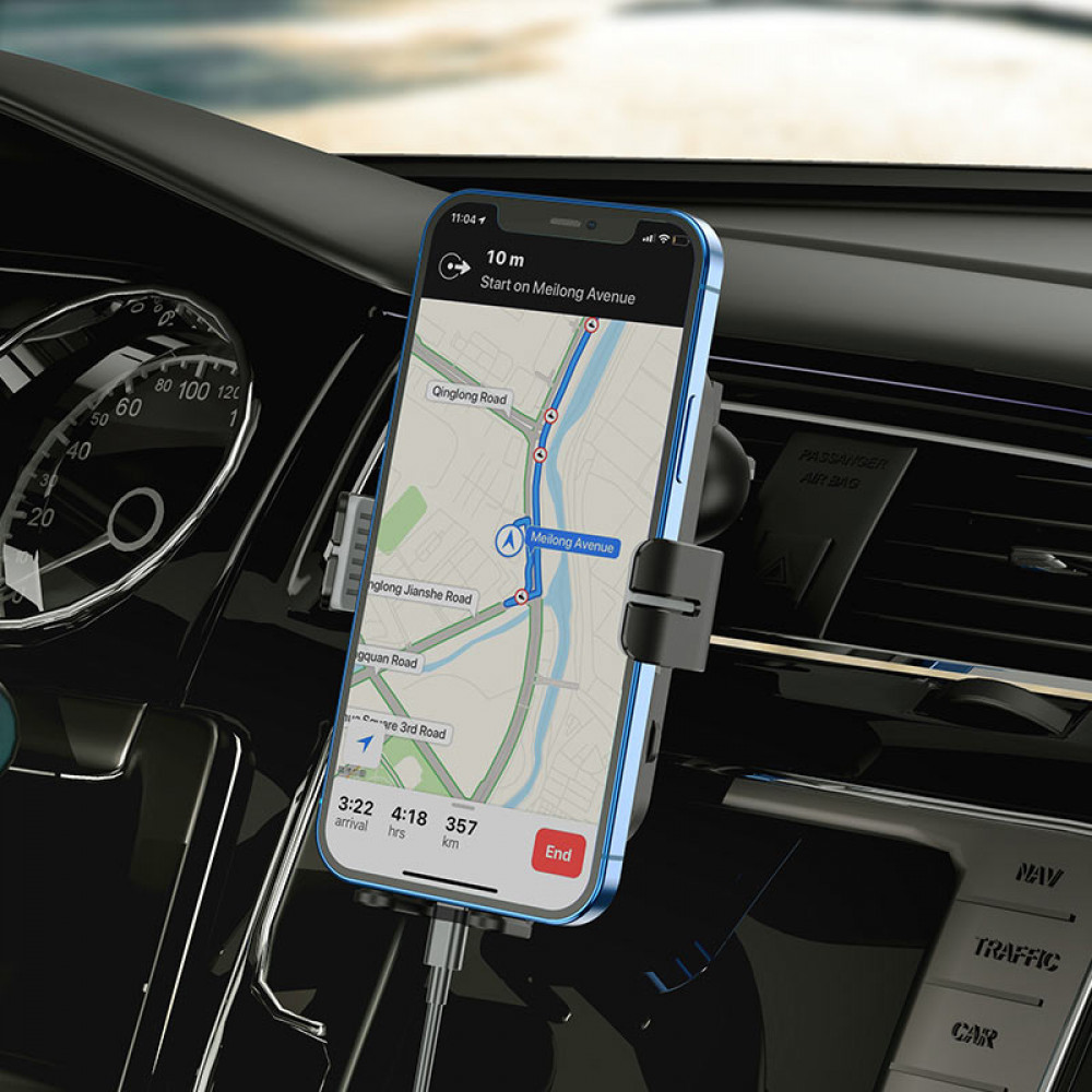 Автомобильный держатель с беспроводной быстрой зарядкой 15W CA80 Buddy Smart