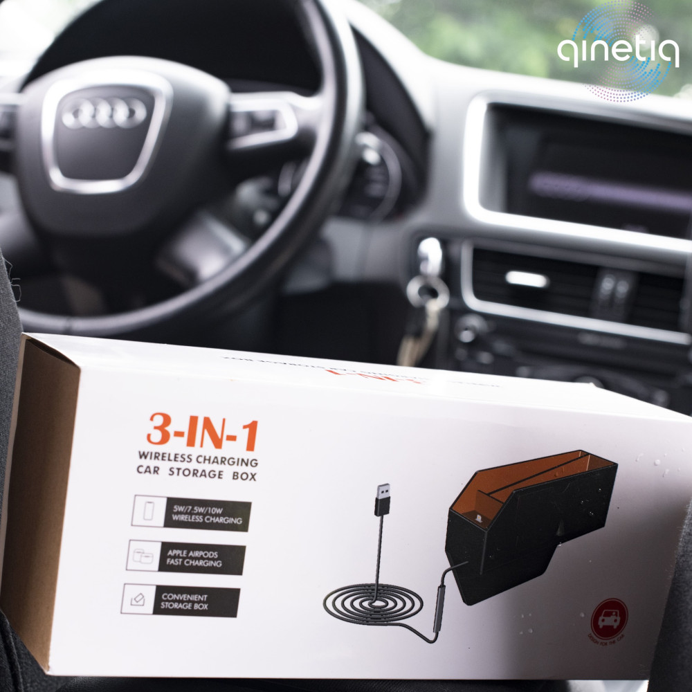 Автомобильный органайзер 3в1 с беспроводной зарядкой 10W Wireless Car Storage Box Q9