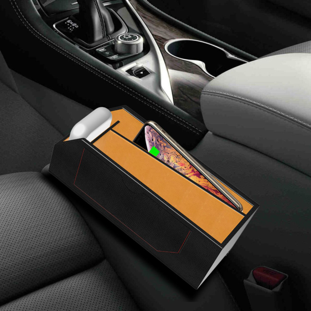 Автомобильный органайзер 3в1 с беспроводной зарядкой 10W Wireless Car Storage Box Q9
