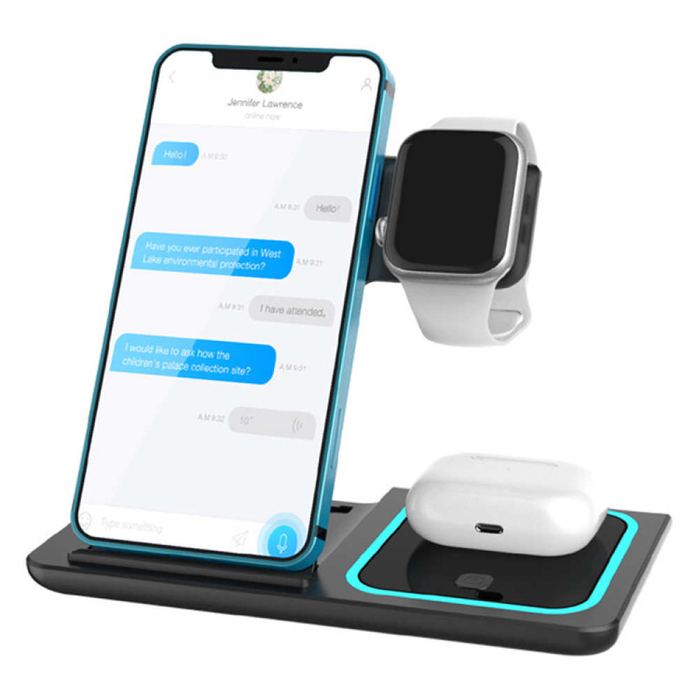 Складная станция беспроводной зарядки 3 в 1 15W XO WD05 for iPhone/iWatch/AirPods