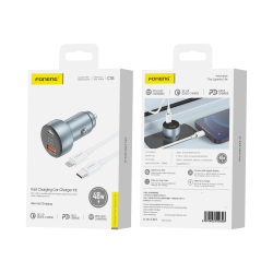 Автомобильное зарядное устройство FONENG aluminum C18 Dual-Port 48W Digital Display Type-C to Type-C
