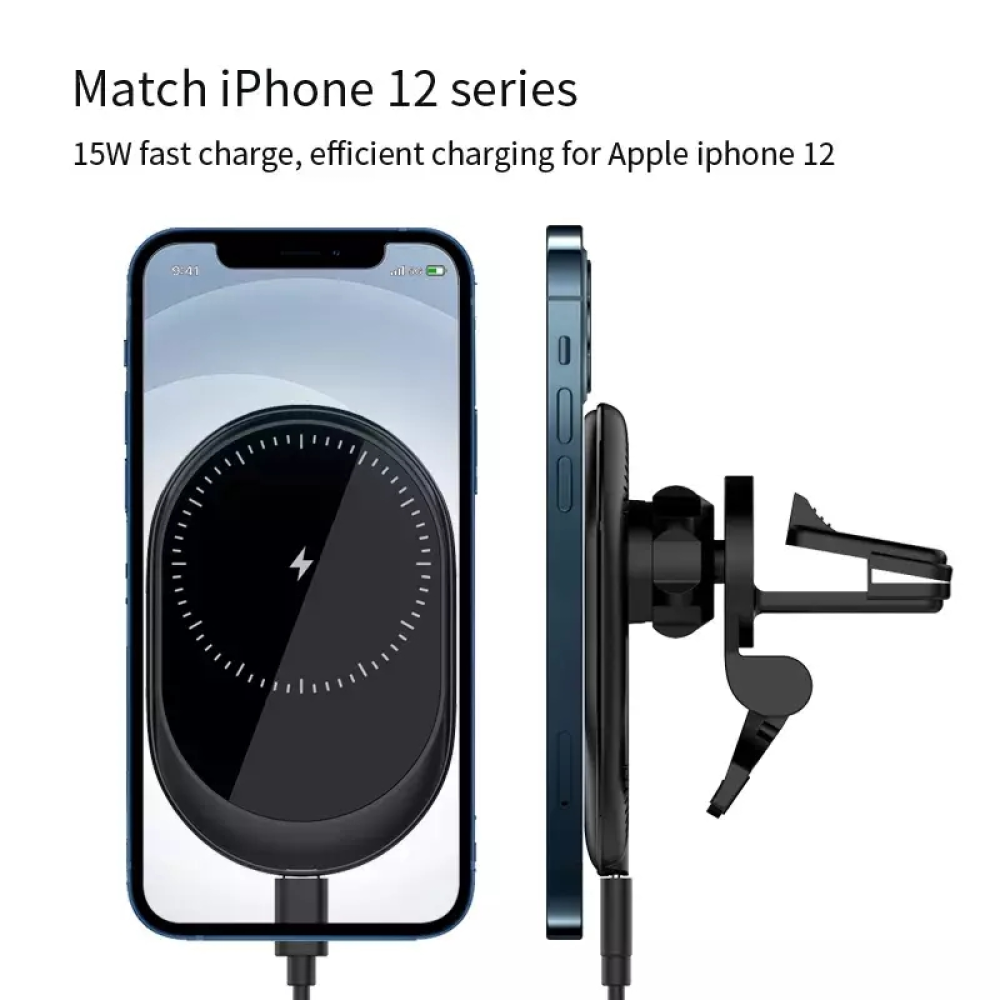 Магнитный автодержатель с беспроводной зарядкой 15 Вт Magnetic Car X480 для Iphone 12/14