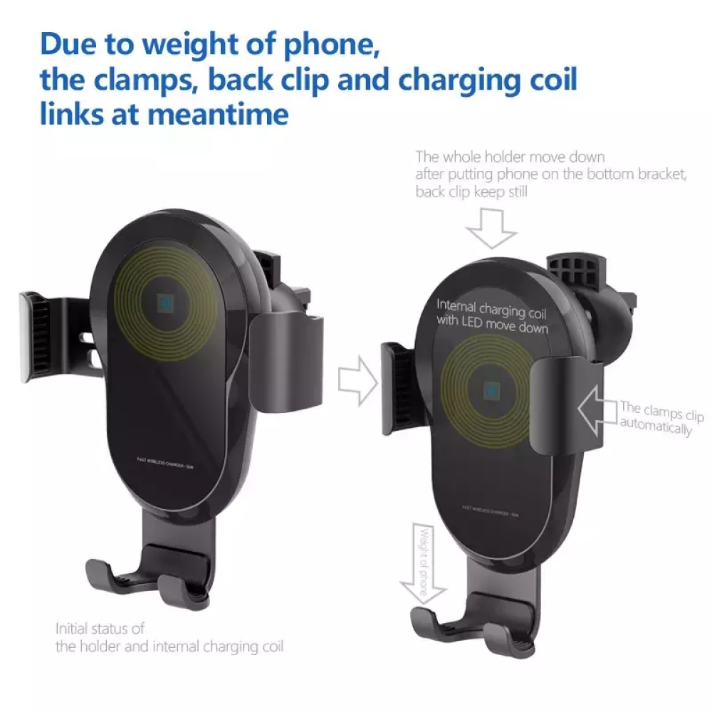 Автодержатель c беспроводной зарядкой 15W Z5 Gravity Phone Holder