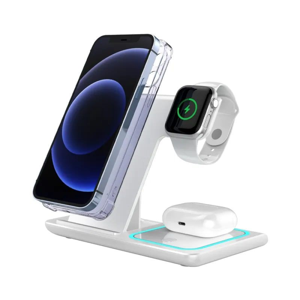 Складная станция беспроводной зарядки 3 в 1 15W XO WD05 for iPhone/iWatch/AirPods