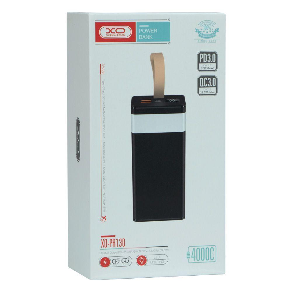 Повербанк POWER BANK XO PR130 PD 20W QC 22.5W 40000 mah С LED ЛАМПОЙ
