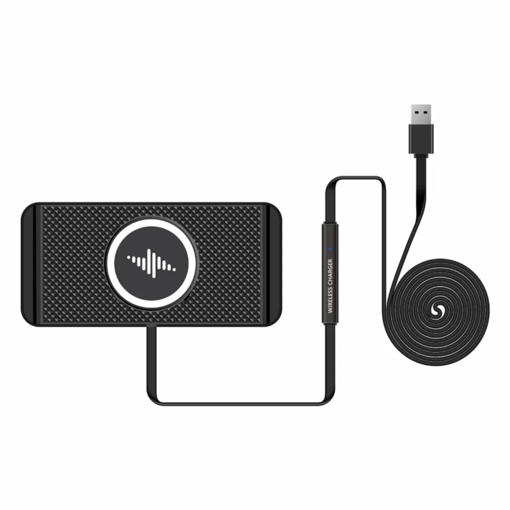 Силиконовый коврик в авто с беспроводной зарядкой QINETIQ Car Wireless Pad A1 15W (New Design)