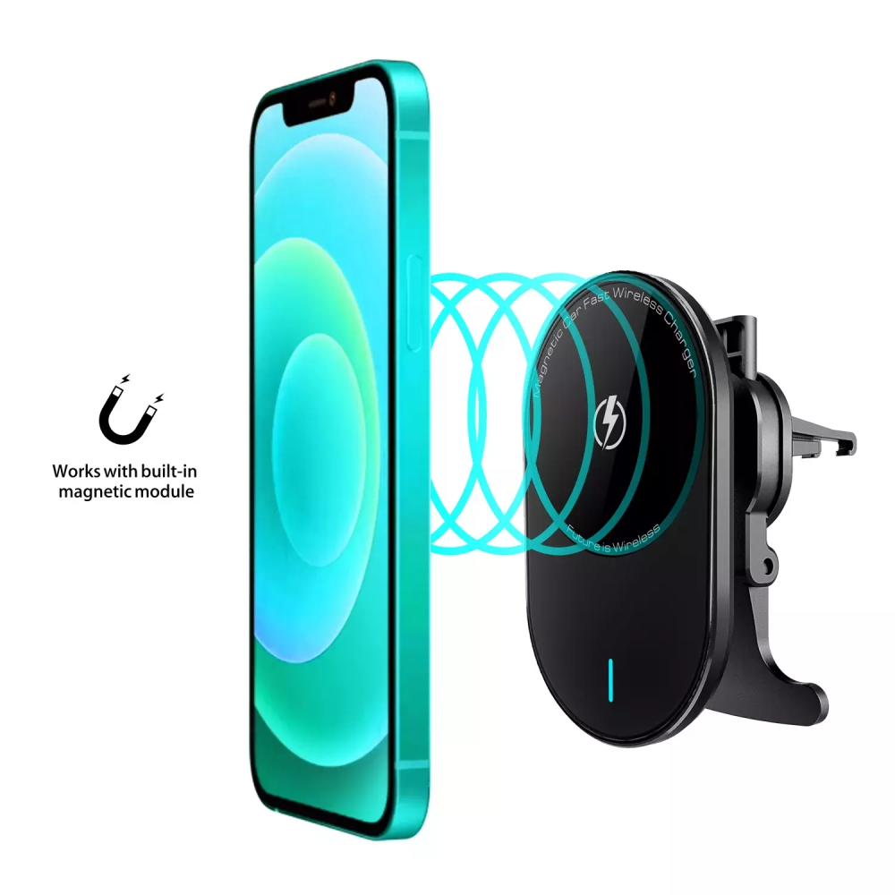 Магнитный автодержатель с беспроводной зарядкой 15 Вт Magnetic Car EP08 для Iphone 12/14 и Samsung