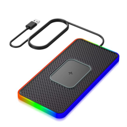 Коврик беспроводной зарядки силиконовый для авто с подсветкой RGB /15W RGB/Type-C Cable 30 cm 15W