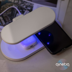 Cтанция беспроводной зарядки Fast 15W 3in1 с ультрафилетовым стерилизатором QINETIQ-Z7A