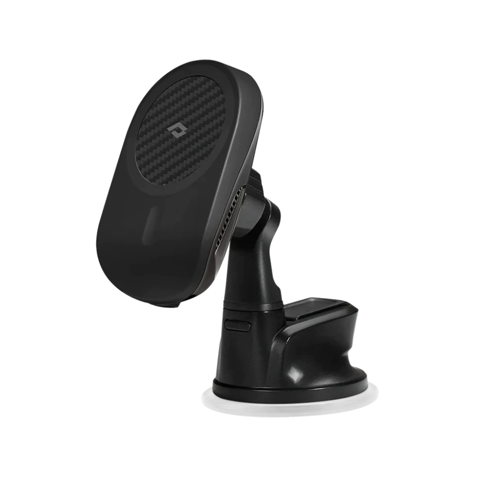 Магнитный автодержатель с беспроводной зарядкой 15 Вт Pitaka MagEZ Car Mount Pro Suction Cup Black (CMS4001Q)