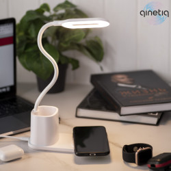 Настольный LED светильник с пеналом и Беспроводной зарядкой 10W LED Desk Lamp Qi LED Desk Lamp HT-12