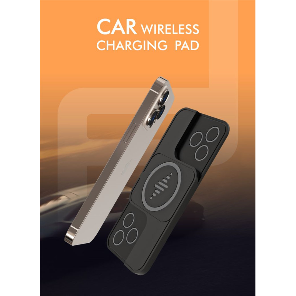 Силиконовый коврик в авто с беспроводной зарядкой QINETIQ Car Wireless Pad A5 15W для Apple iPhone 12-15 Pro, Pro Max