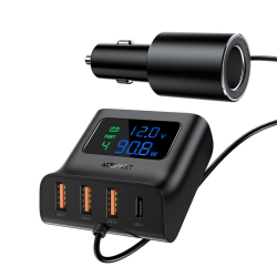 Автомобильное зараядное устройство в прикуриватель ACEFAST B8 digital display car HUB charger