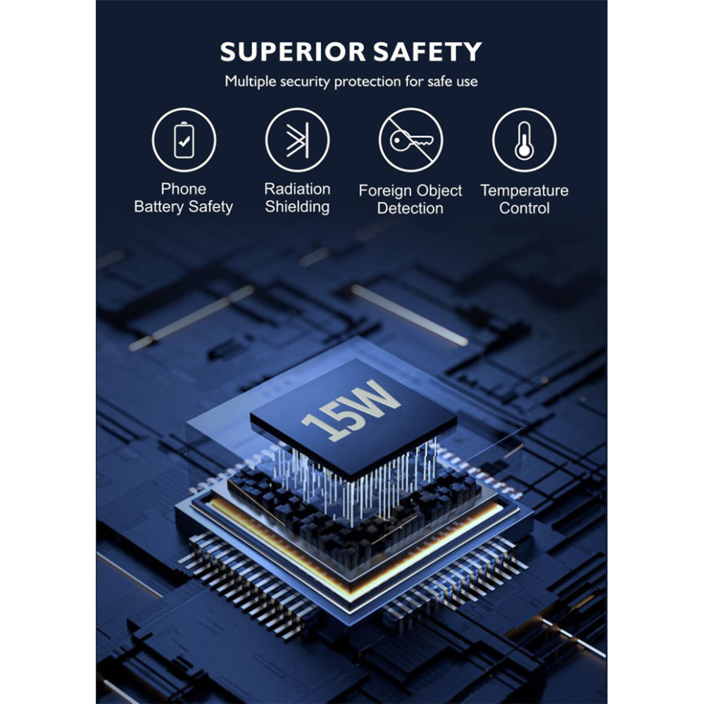 Силиконовый коврик в авто с беспроводной зарядкой QINETIQ Car Wireless Pad A5 15W для Apple iPhone 12-15 Pro, Pro Max