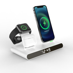 Станция беспроводной зарядки 4 в 1 QINETIQ Watch AL-23 30W для Apple iPhone/Apple Watch 2-9/AirPods Белая