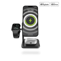 Магнитная беспроводная зарядная док-станция 4в1 для Apple iPhone/iWatch/AirPods Zens Black