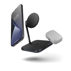 Магнитная беспроводная док-станция 2в1 42W Zens Aluminium Wireless для iPhone/AirPods Black