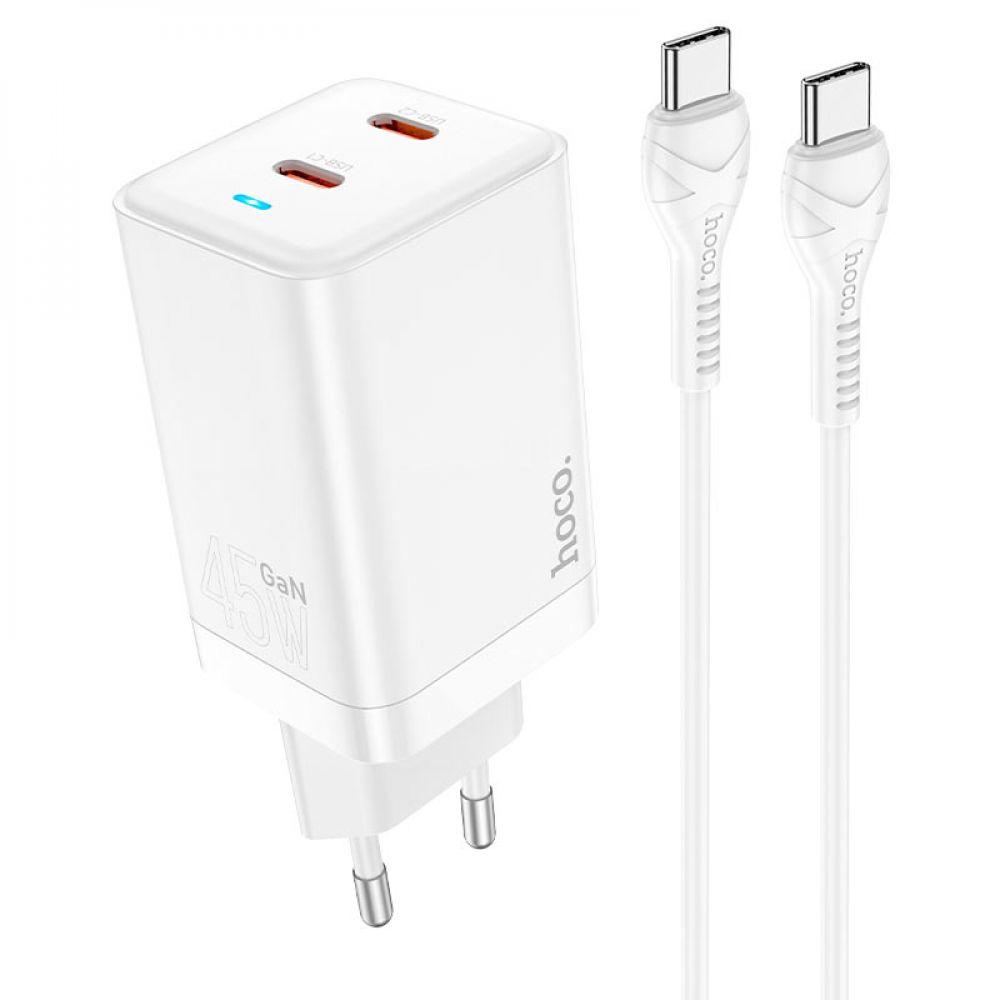 Сетевое зарядное устройство Hoco N23 GAN Starlight PD45W Type-C to Type-C адаптер для зарядки гаджетов