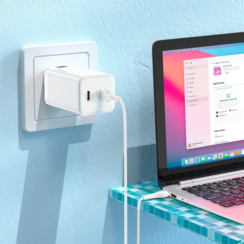 Сетевое зарядное устройство Hoco N23 GAN Starlight PD45W Type-C to Type-C адаптер для зарядки гаджетов