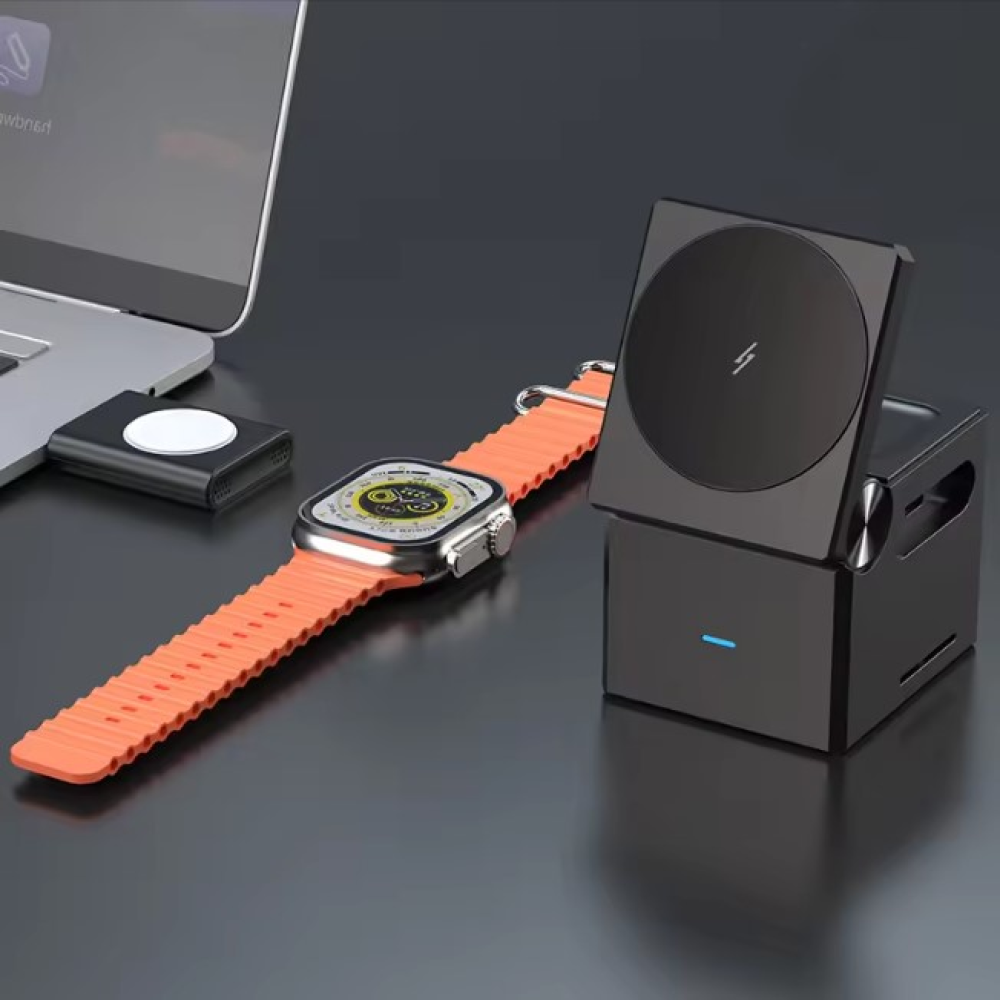Беспроводная зарядка для Apple iPhone 12 и 15 AirPods iWatch Куб 3 в 1 QN-1 26W Magsafe QinetiQ