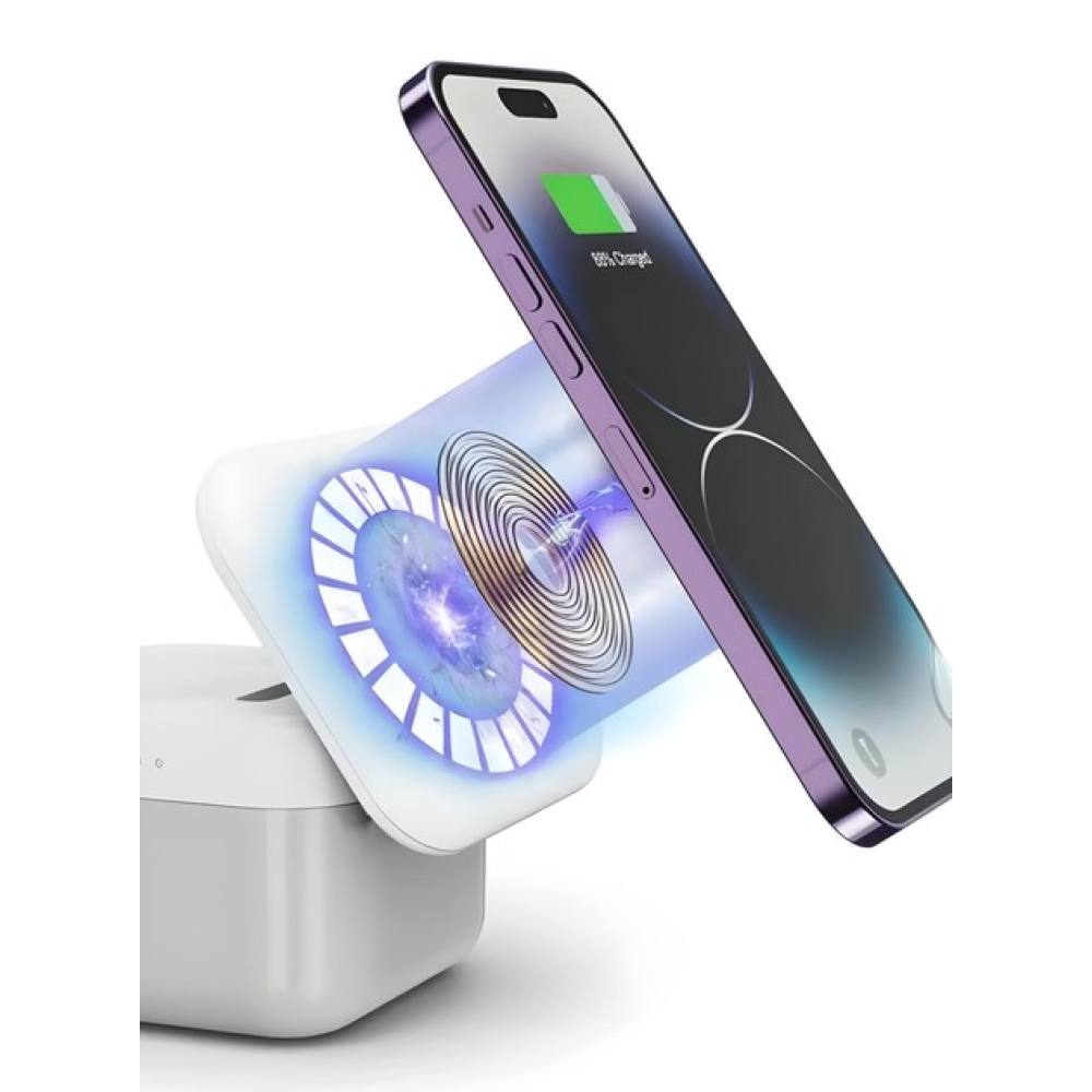 Беспроводная док-станция Куб 3 в 1 для Apple iPhone 12 и 15 AirPods iWatch QN-31 15W Magsafe QinetiQ