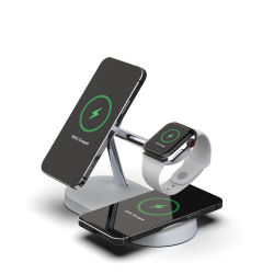 Док станция 3 в 1 QINETIQ Magsafe T268 33W для Apple iPhone 12/15, AirPods, iWatch (Qi certificated) белая