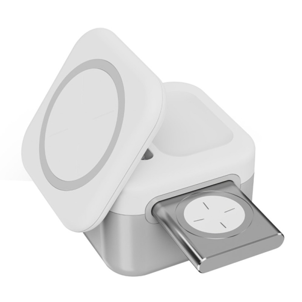 Беспроводная док-станция Куб 3 в 1 для Apple iPhone 12 и 15 AirPods iWatch QN-31 15W Magsafe QinetiQ