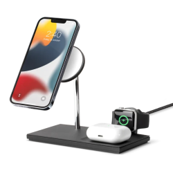 Магнитная беспроводная зарядная док-станция 3в1 Native Union Snap Black для Apple iPhone 12-15/iWatch/AirPods