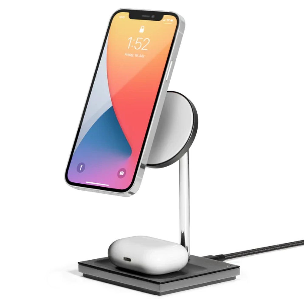 Магнитное беспроводное зарядное устройство Native Union Snap 2-in-1 Black для Apple iPhone 12-15/AirPods