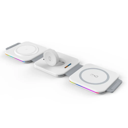 Беспроводная Зарядная Станция F21 3-в-1 с RGB подсветкой 15w для Iphone, apple watch, airpods
