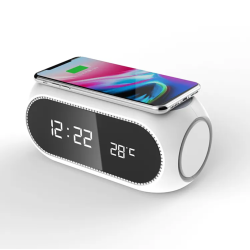 Беспроводная зарядка с LED Часами HiTech Wireless Charger 15W Qi W228 белая