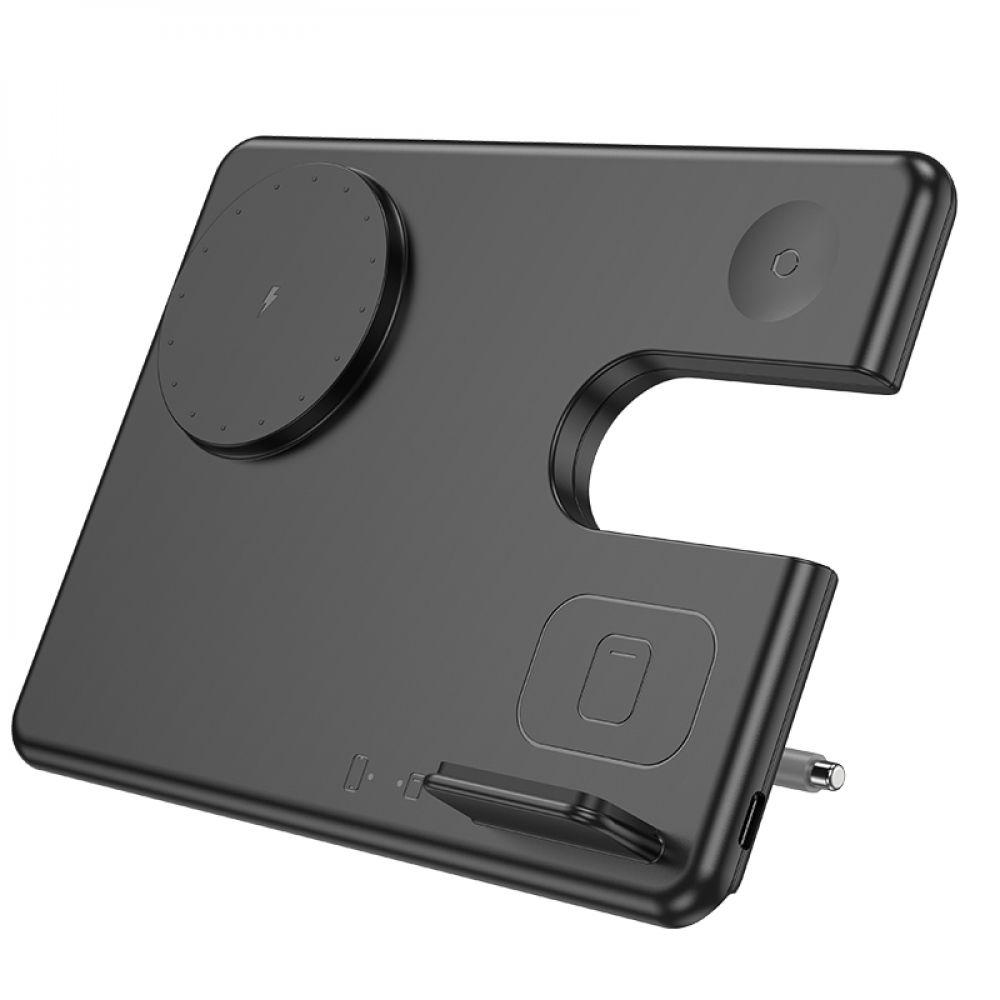Беспроводное Зарядное Устройство Hoco CQ1 3-in-1 15W для iPhone 12/15, Apple Watch 1-9, AirPods