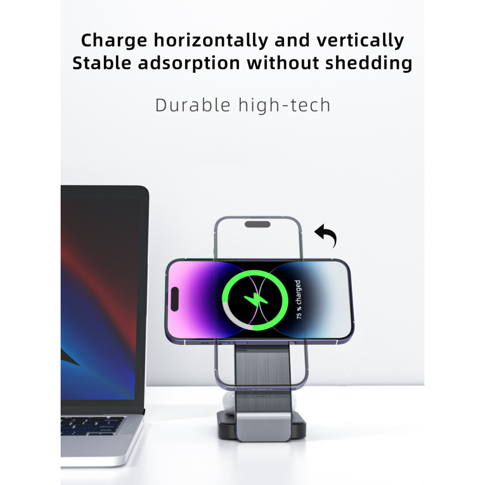 Складная беспроводная док-станция 3 в 1 Magsafe Q79 25W для Apple iPhone 12/15, iWatch, AirPods White