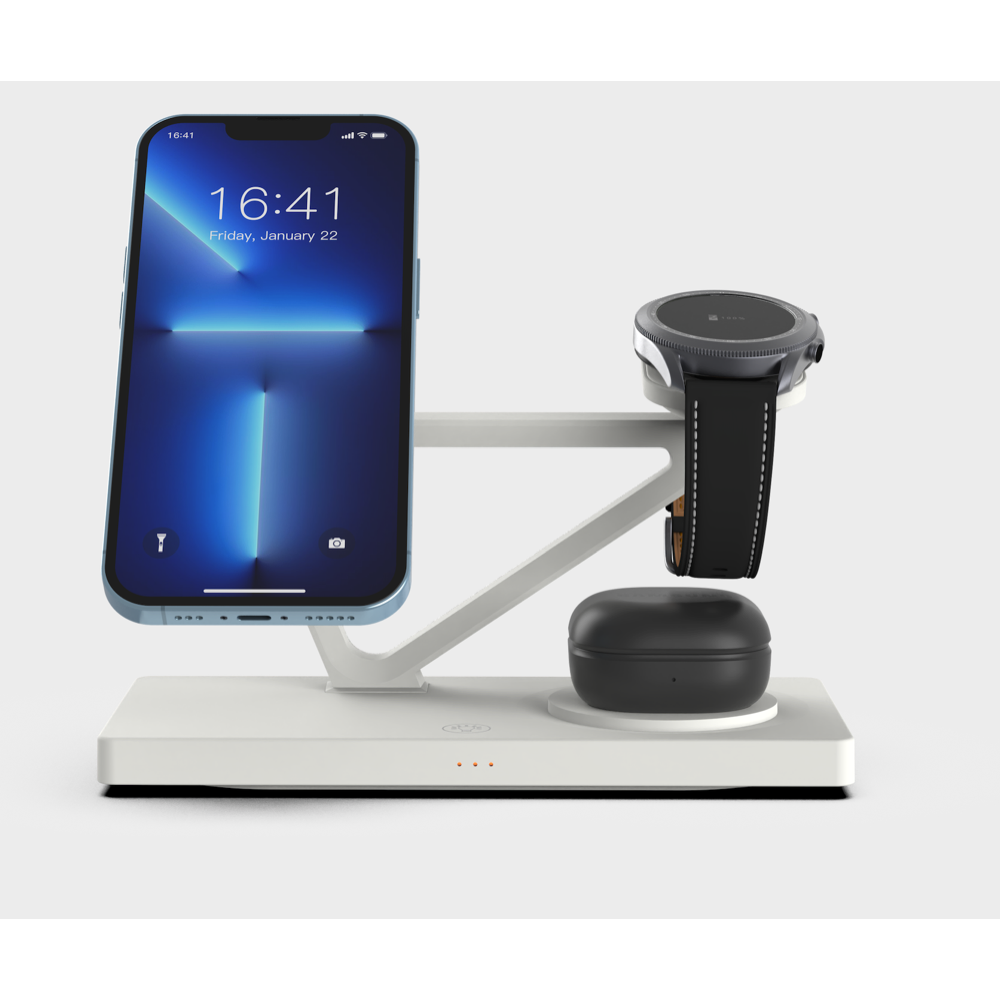 Зарядная док станция 3 в 1 T216 35W для Apple iPhone 12/15, iWatch 1-9, Samsung Watch 3-6 и наушников белая