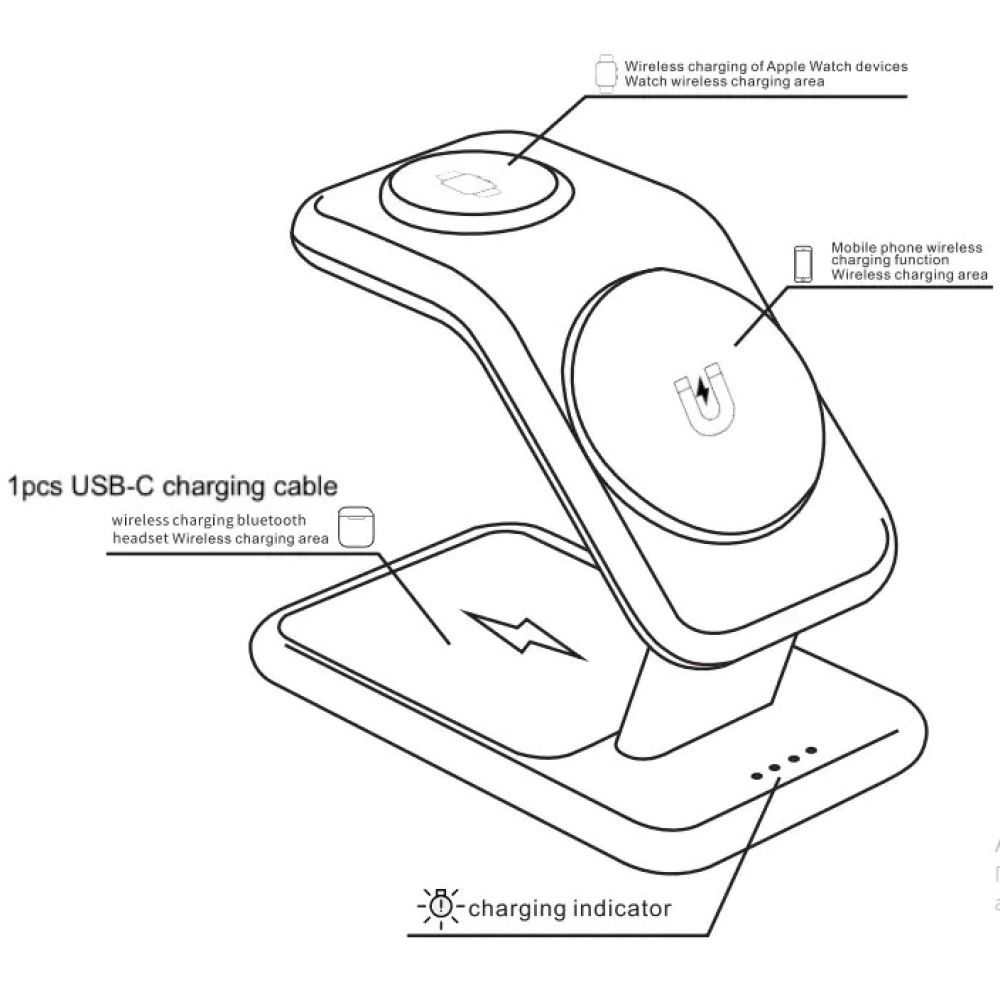 Беспроводная док станция JJT-Y10 с MagSafe 3in1 15W
