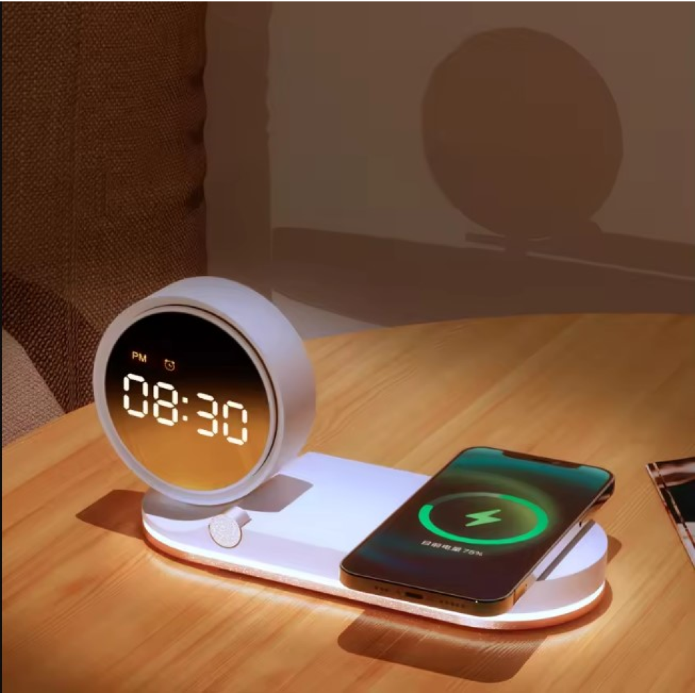 Ночник , часы с функцией беспроводной зарядки LED QinetiQ QN-02 15W Samsung iPhone