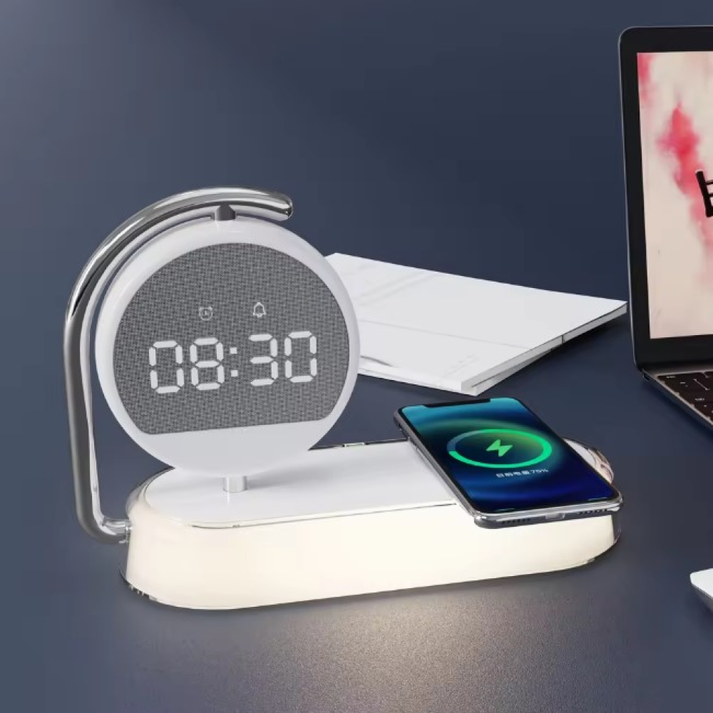 Станция беспроводной зарядки с часами и светильником LED QinetiQ QN-01 15W Samsung iPhone