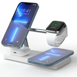 Док станция 4 в 1 для iPhone 12/15, iWatch 1-9, Samsung Watch 3-6 и наушников T218 35W белая