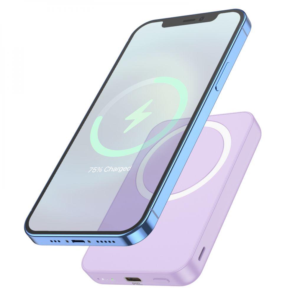 Power Bank Hoco J109 PD20W Easy Wireless Fast Charging 5000mAh Magsafe для Apple iPhone 12/15 Pro Max Фиолетовый