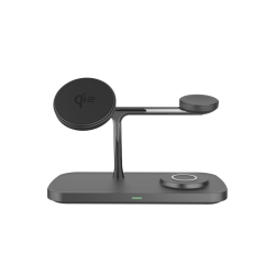 Док станция 3 в 1 QINETIQ Magsafe Qi2 T255 25W для Samsung/iPhone 12/15, AirPods,GalaxyBuds, AppleWatch, GalaxyWatch (Qi2 certificated) черная