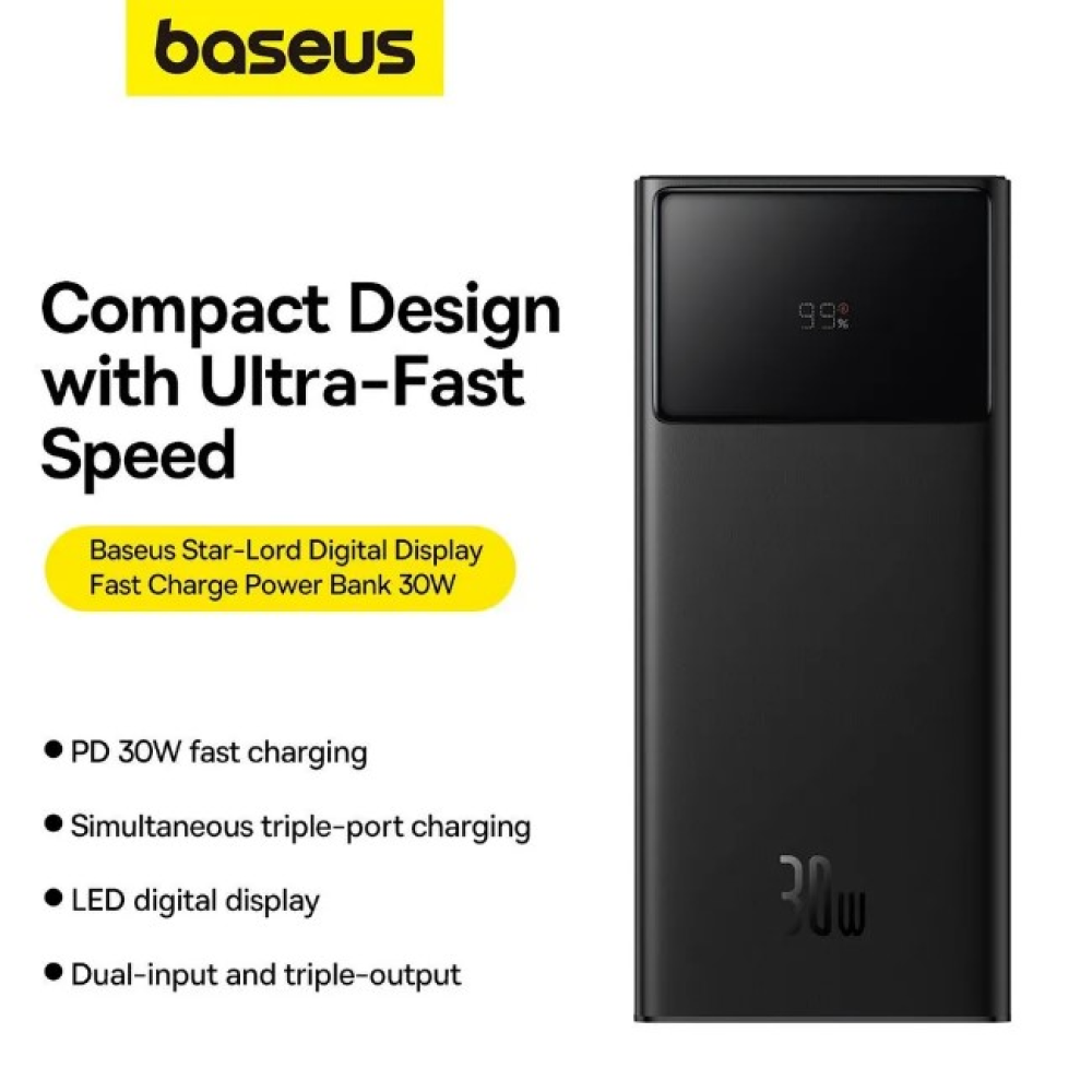 Power Bank OS-Baseus Star-Lord 30W 20000 mAh Cluster Black (P10022904113-00) Цвет Черный