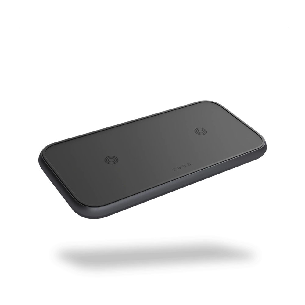 Док-станция беспроводной зарядки 2в1 для Apple iPhone/AirPods Zens Dual Aluminium Black with 30W USB-C PD adapter