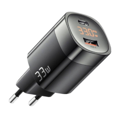 Зарядное Устройство Essager Lingyun 33W GaN Digital Display Travel Charger A+C EU black