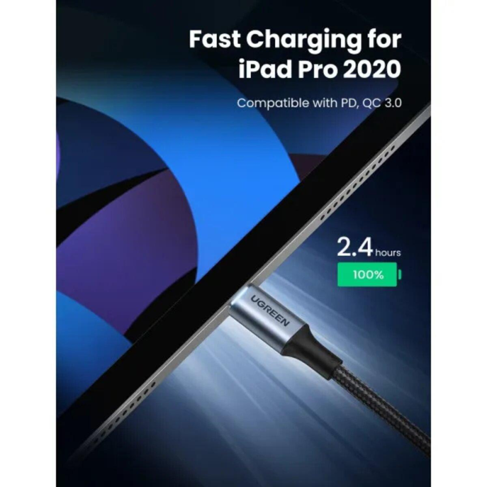 Кабель UGREEN US316 USB-C to USB-C 2.0 Cable 100W Alu Case with Braid 1.5m (Space Gray) (UGR-70428)