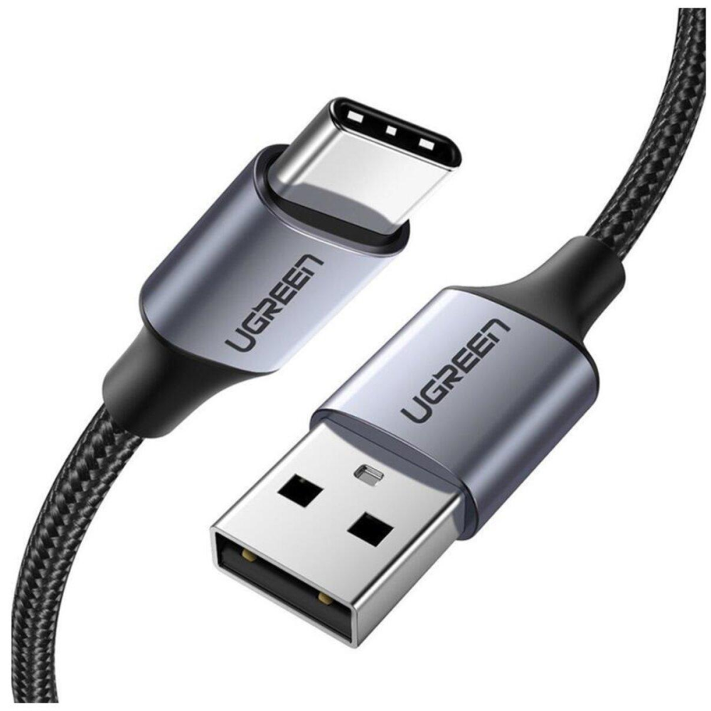 Кабель UGREEN US288 USB-A 2.0 to USB-C Cable Nickel Plating Aluminum Braid 1.5m (Black) (UGR-60127)