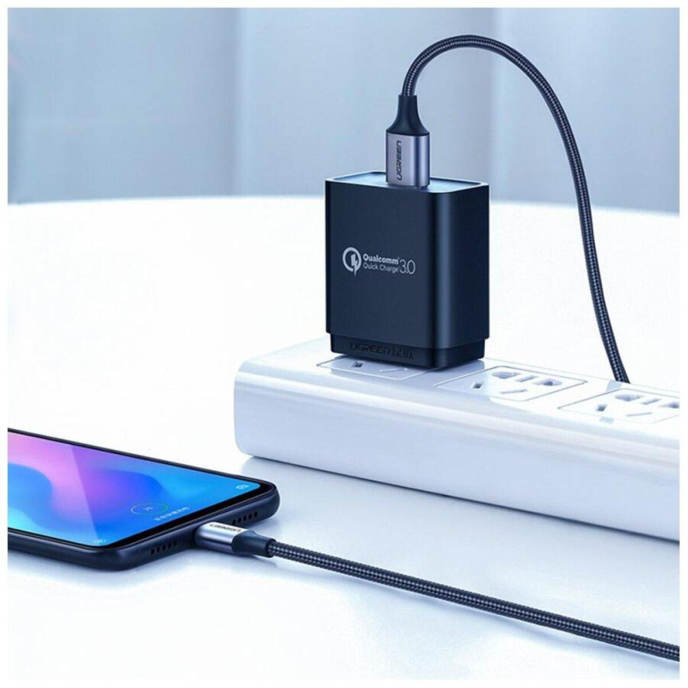 Кабель UGREEN US288 USB-A 2.0 to USB-C Cable Nickel Plating Aluminum Braid 1.5m (Black) (UGR-60127)