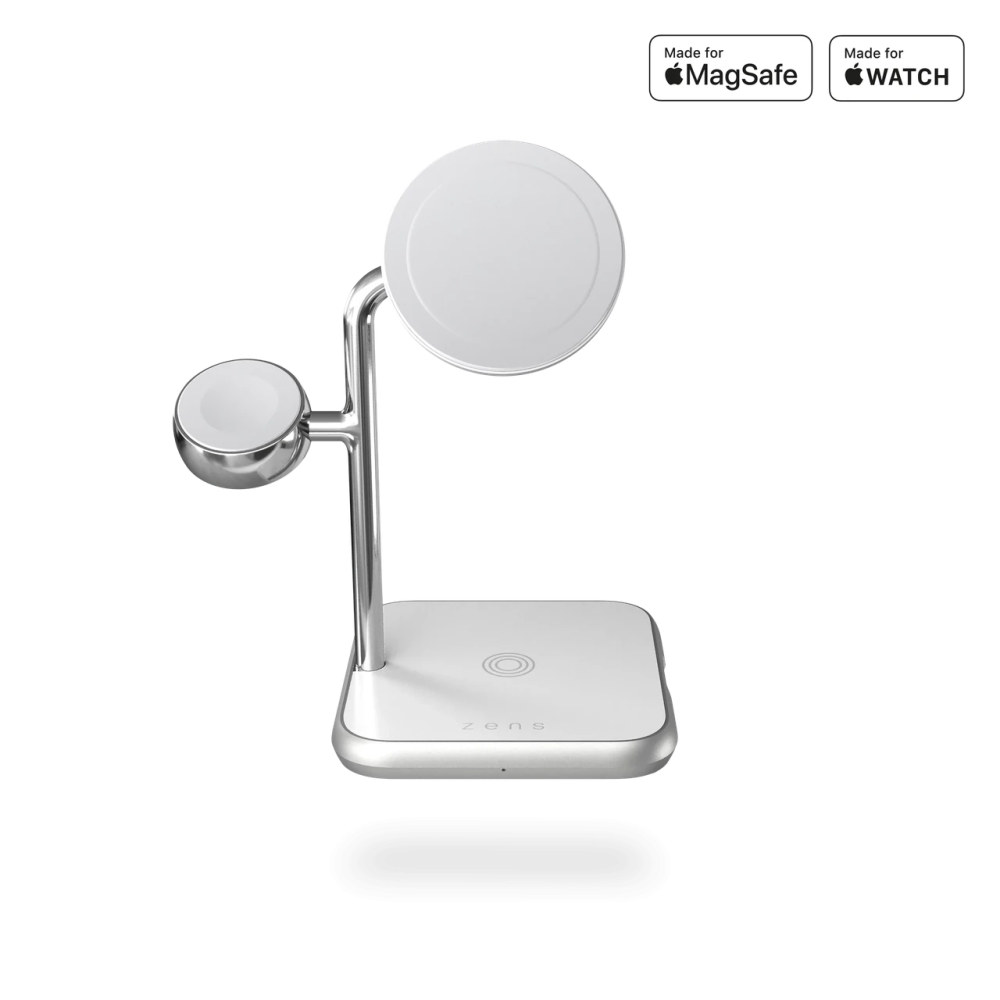 Беспроводная зарядная док-станция магнитная 4в1 для Apple iPhone/iWatch/AirPods Zens White